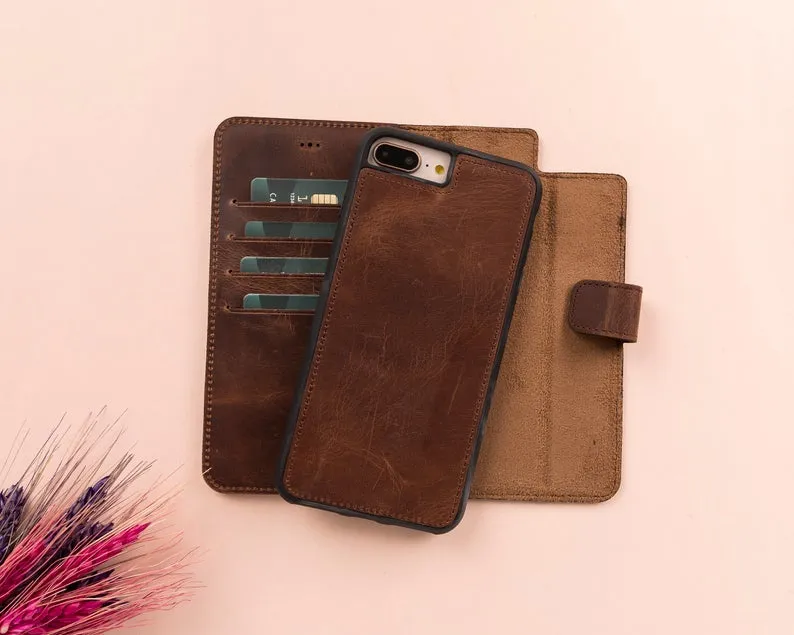 Leather Magnetic Detachable Wallet Case for iPhone 7 Plus /8 Plus
