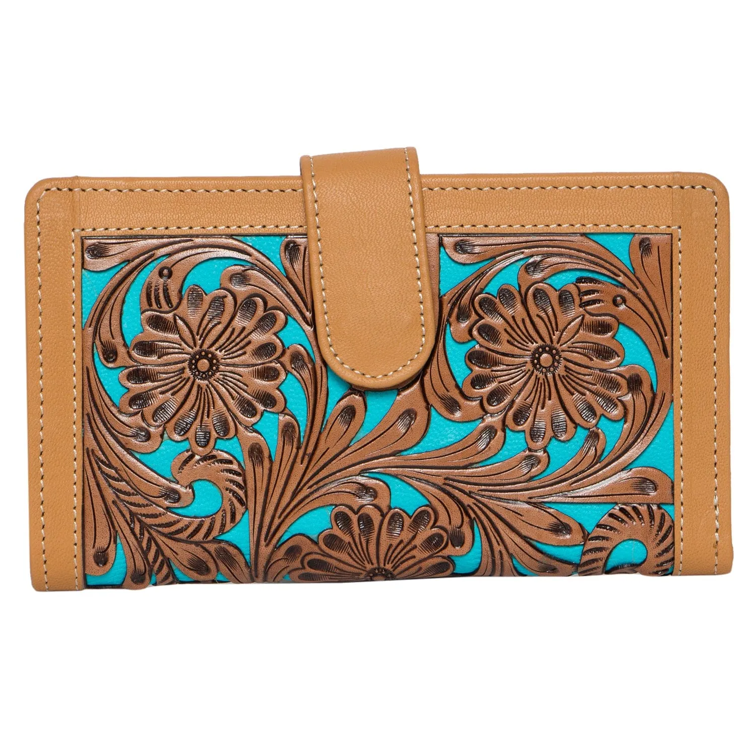 Leather Tooled Clutch with Tuquoise (TLW25TURQ)