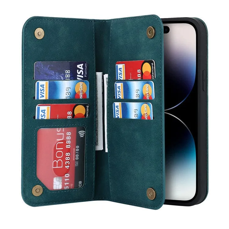 Leather Wallet Phone Case With Magnetic Charging