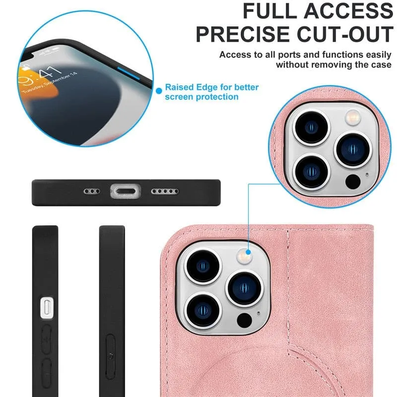 Leather Wallet Phone Case With Magnetic Charging