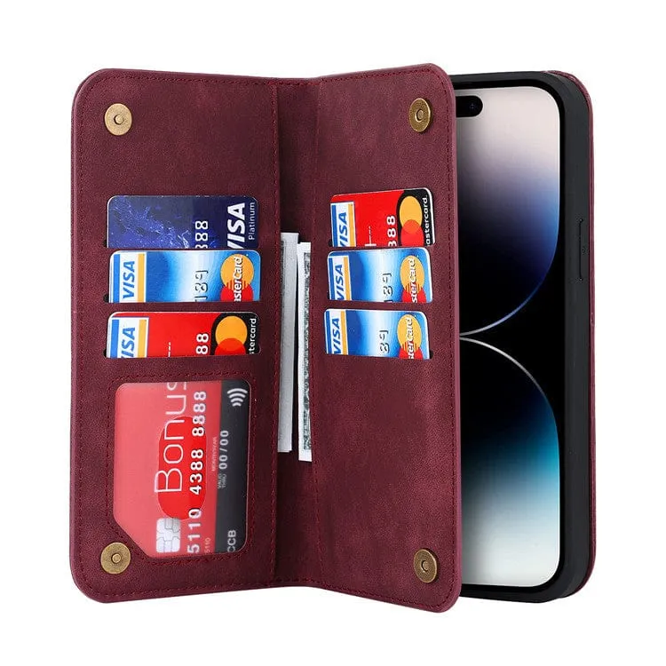 Leather Wallet Phone Case With Magnetic Charging