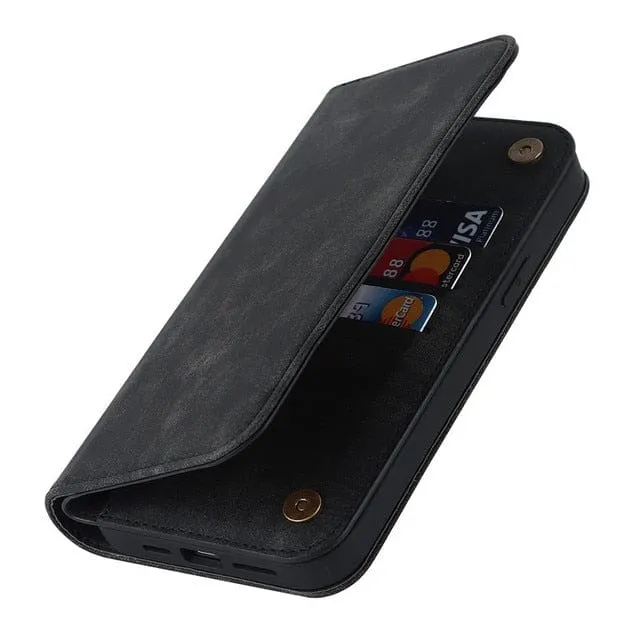 Leather Wallet Phone Case With Magnetic Charging