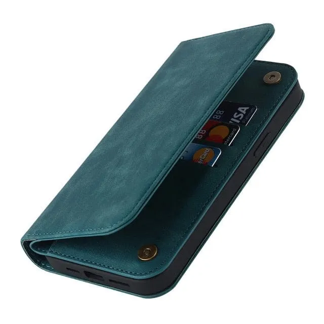 Leather Wallet Phone Case With Magnetic Charging