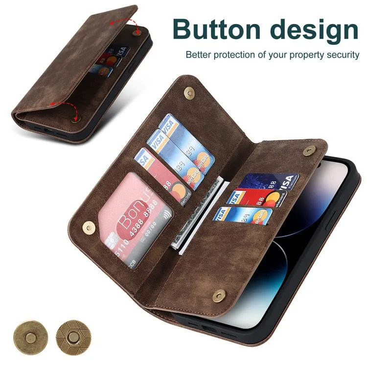 Leather Wallet Phone Case With Magnetic Charging