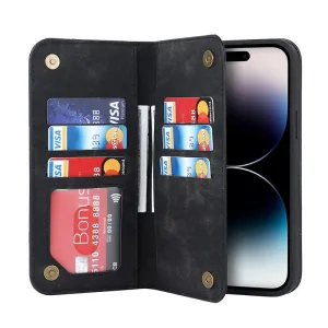 Leather Wallet Phone Case With Magnetic Charging