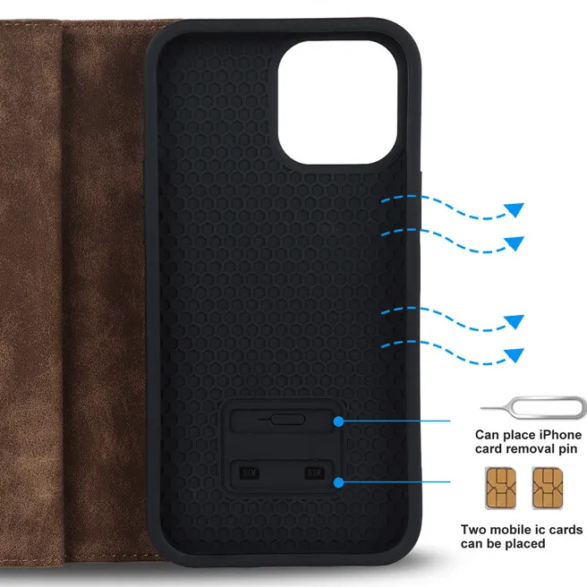 Leather Wallet Phone Case With Magnetic Charging