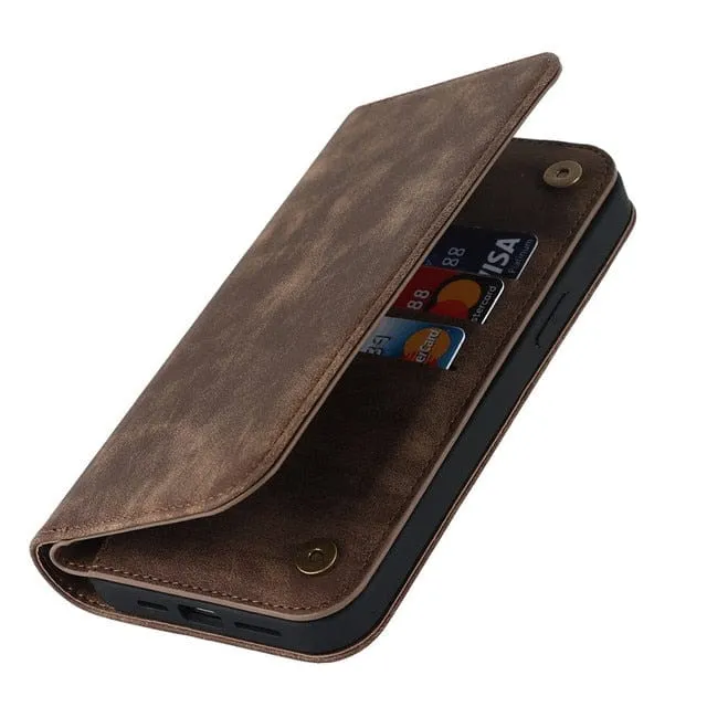 Leather Wallet Phone Case With Magnetic Charging