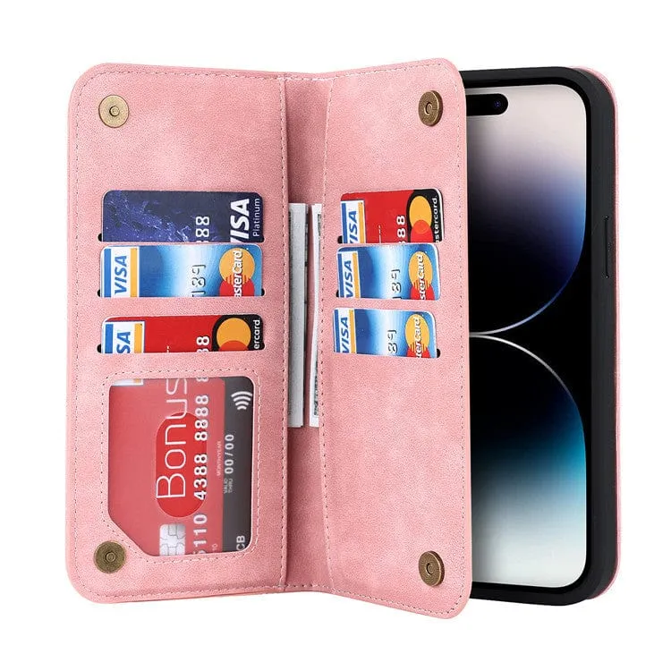 Leather Wallet Phone Case With Magnetic Charging