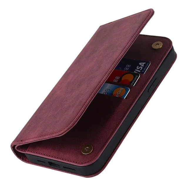 Leather Wallet Phone Case With Magnetic Charging