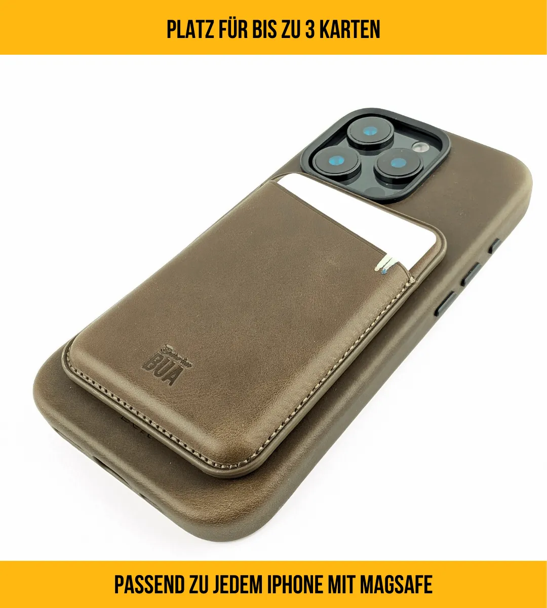 Leder Wallet für iPhone mit MagSafe | Olive