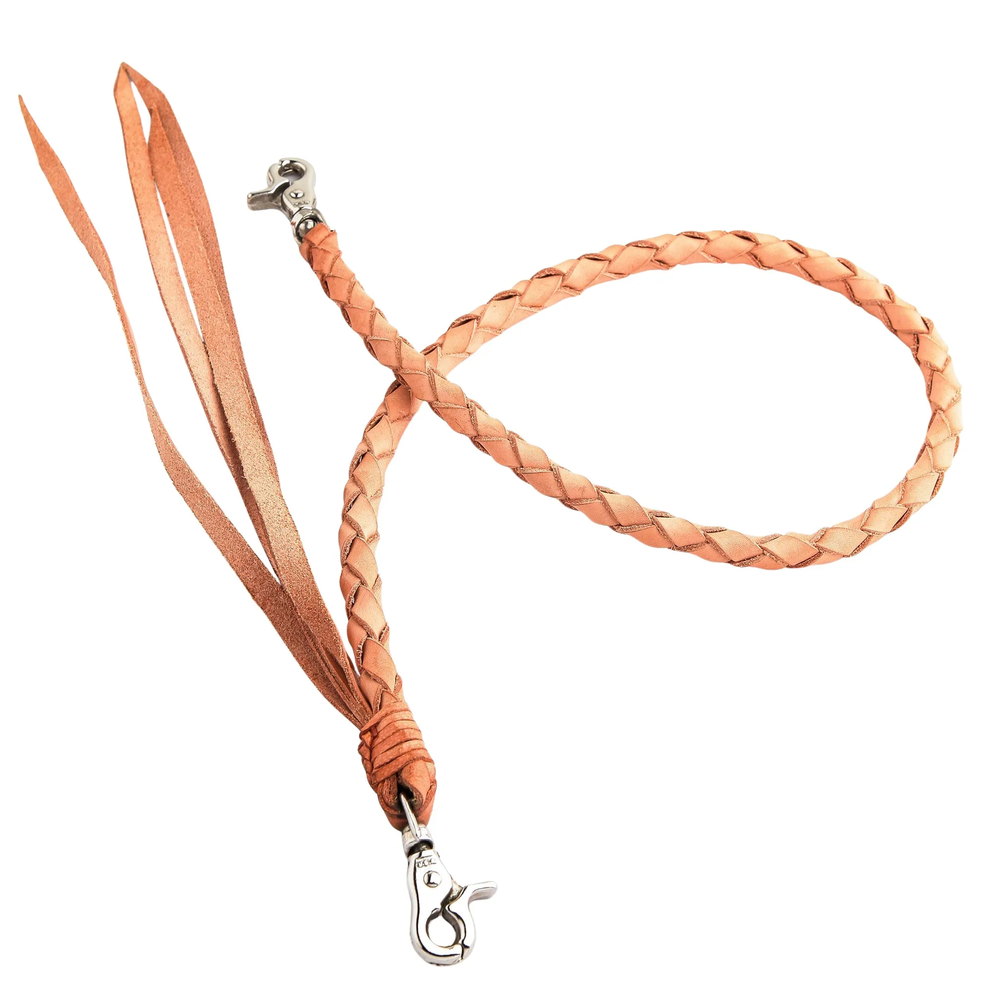 Light Tan Braided Genuine Cowhide Leather Wallet Chain