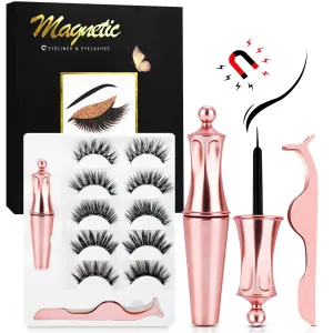 Like New/Unboxed- Fabuday Magnetic Eyeliner & Lashes Magnetic Eyelashes Kit False Lashes 5 pairs with Tweezers