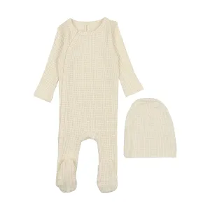 Lilette Dotted Side Snap Footie Set - Ivory/Blue