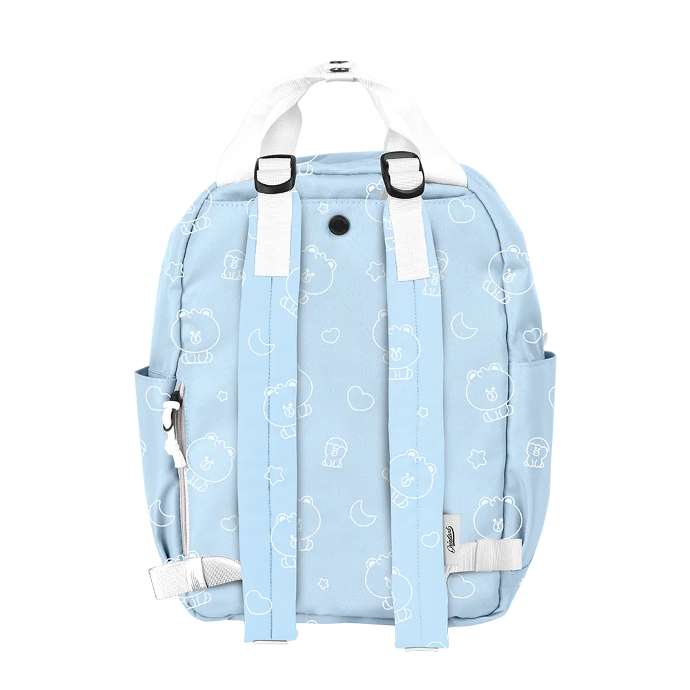 LINE FRIENDS MEETS Grinstant CARA 13" BACKPACK - MINI BROWN OVERPRINT EDITION