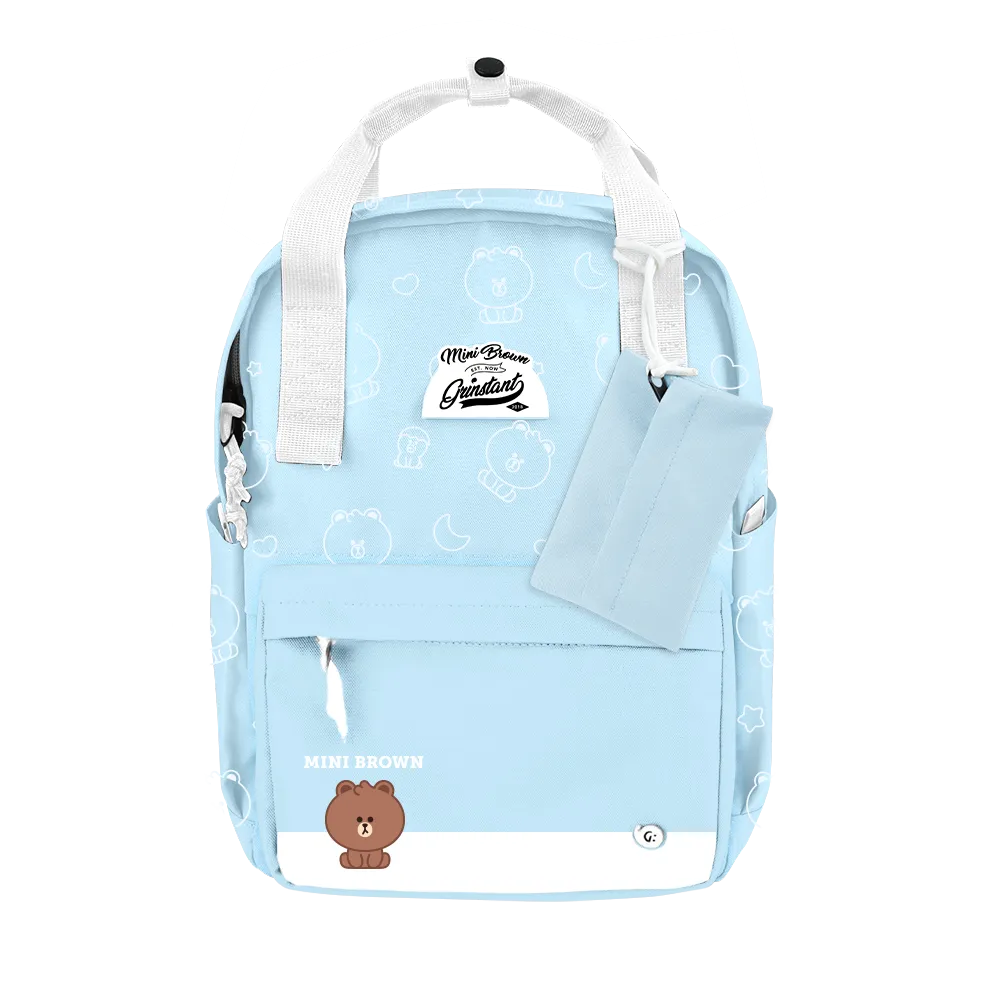 LINE FRIENDS MEETS Grinstant CARA 13" BACKPACK - MINI BROWN OVERPRINT EDITION