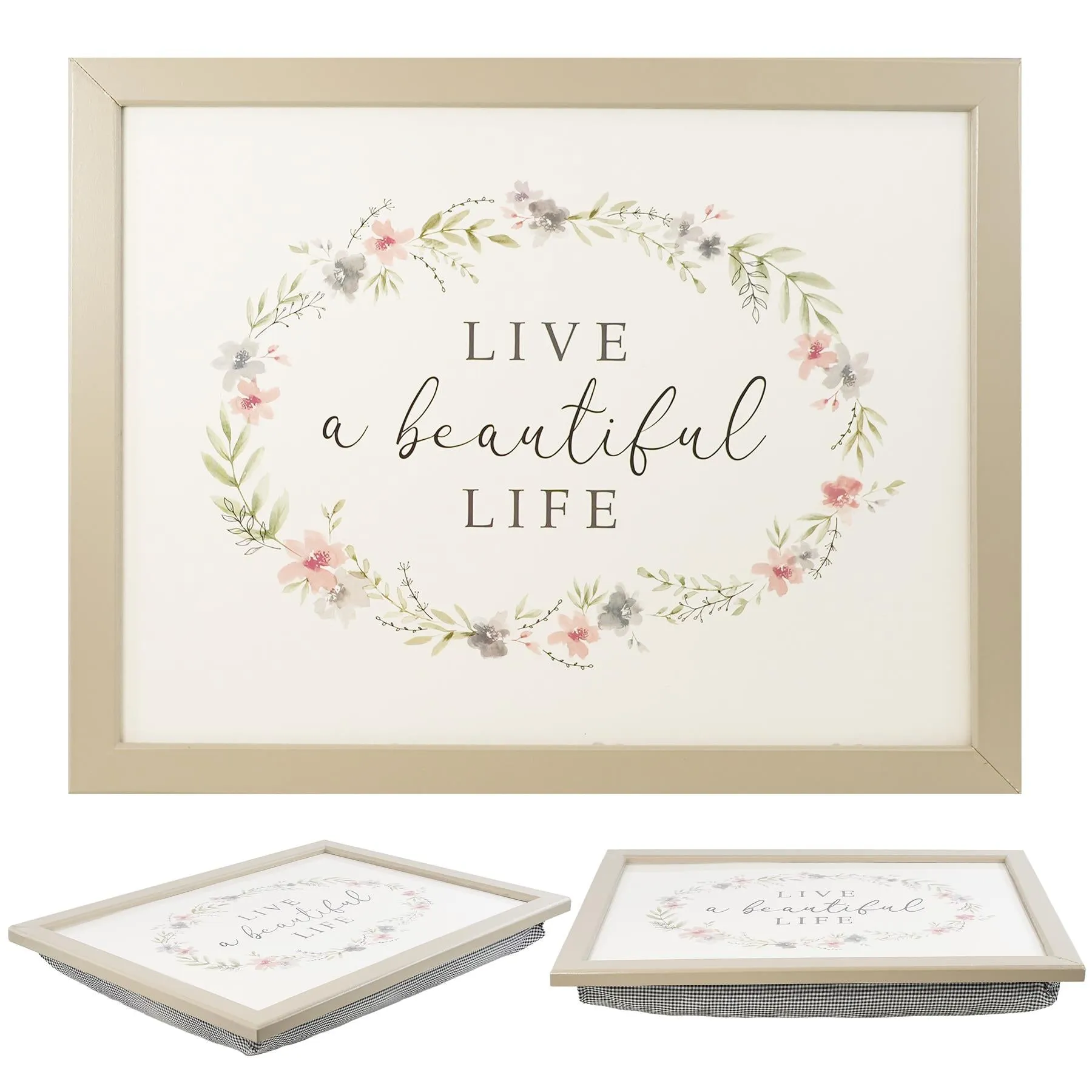 Live a Beautiful Life Lap Tray With Bean Bag Cushion