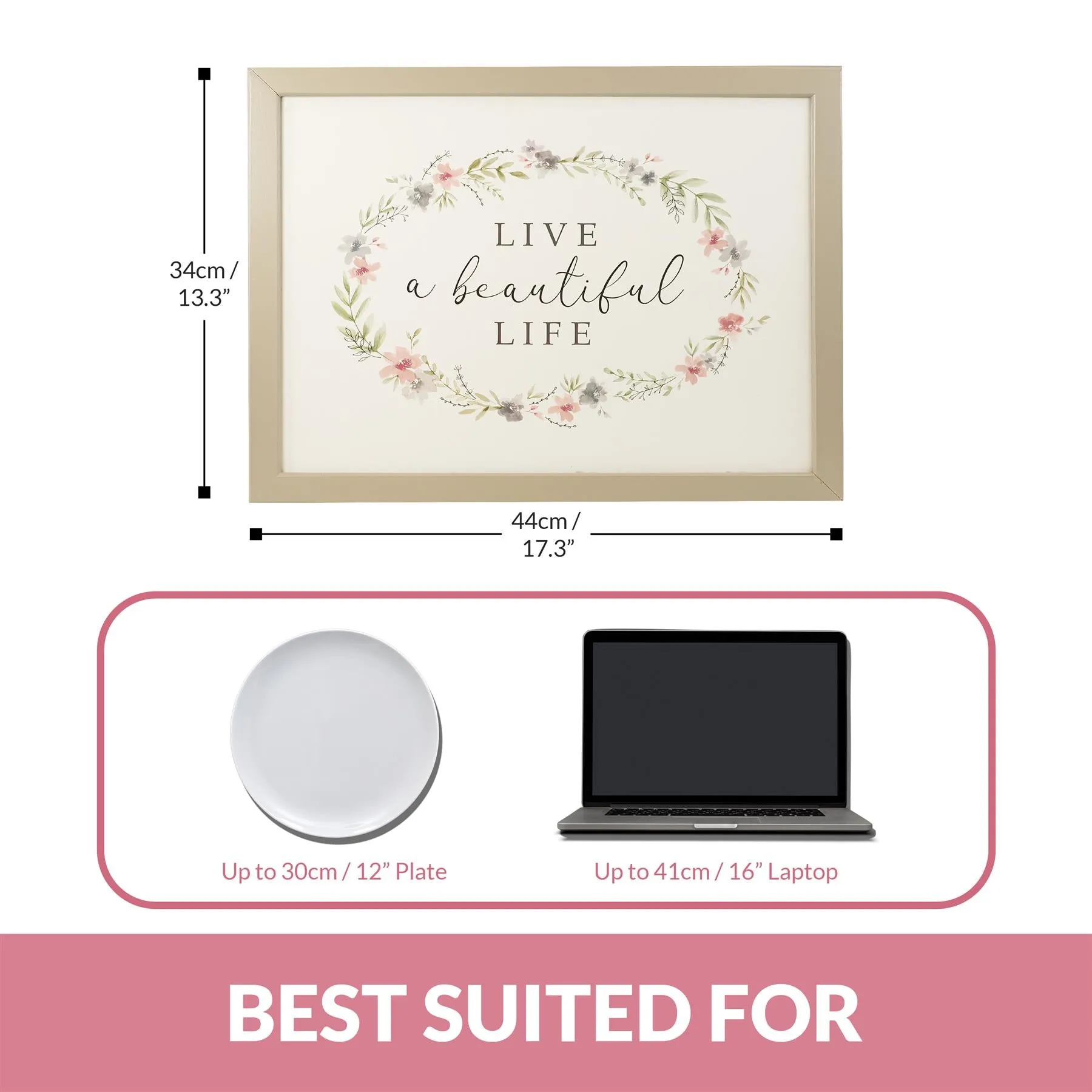 Live a Beautiful Life Lap Tray With Bean Bag Cushion