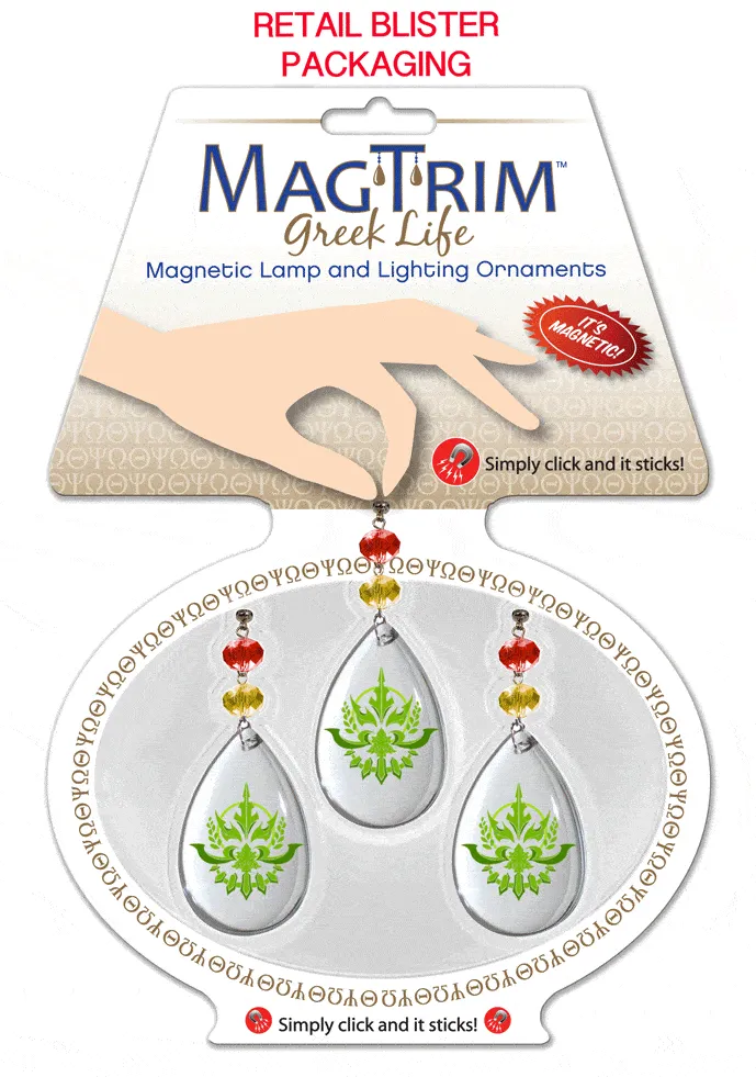 Logo Crystal - Badge- Alpha Phi   (Set of 3)  MAGNETIC ORNAMENT
