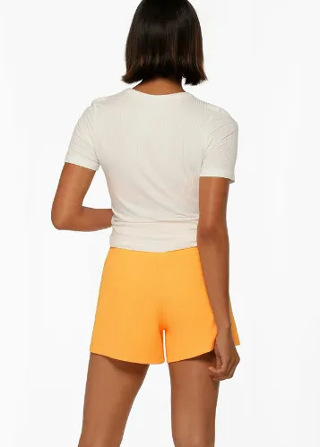 Lorna Jane Defining Moment Rib Short Sleeve Top - Porcelain