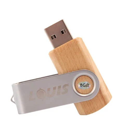 LOUIS 8GB USB 2.0 Mini Rotatable Wooden Flash Disk Drive for Laptop and PC Computer