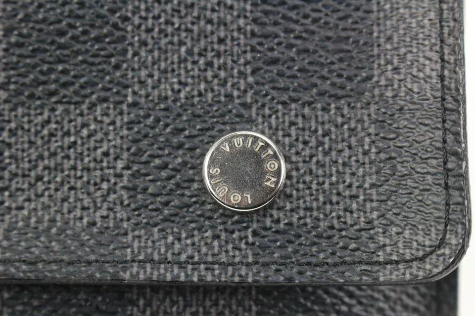 Louis Vuitton Black Damier Graphite Compact Snap Wallet 2lk318s
