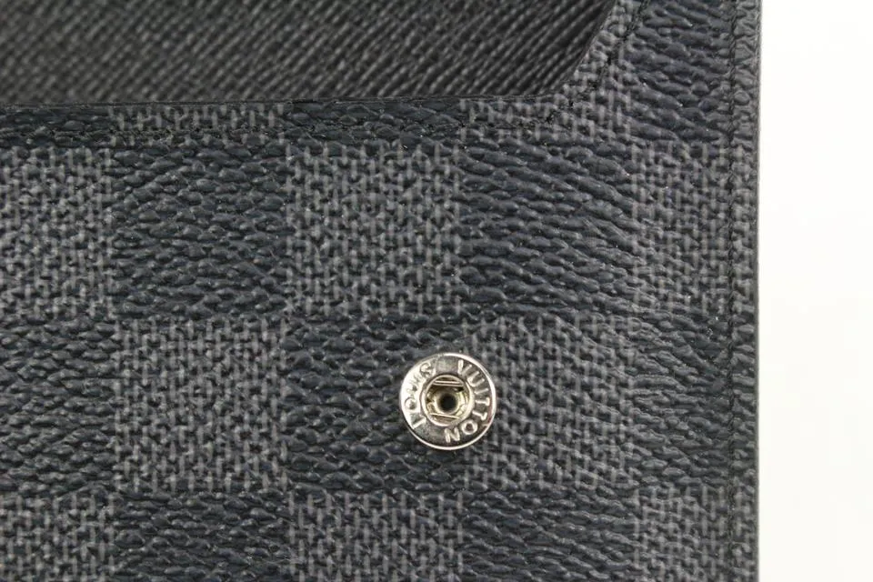 Louis Vuitton Black Damier Graphite Compact Snap Wallet 2lk318s