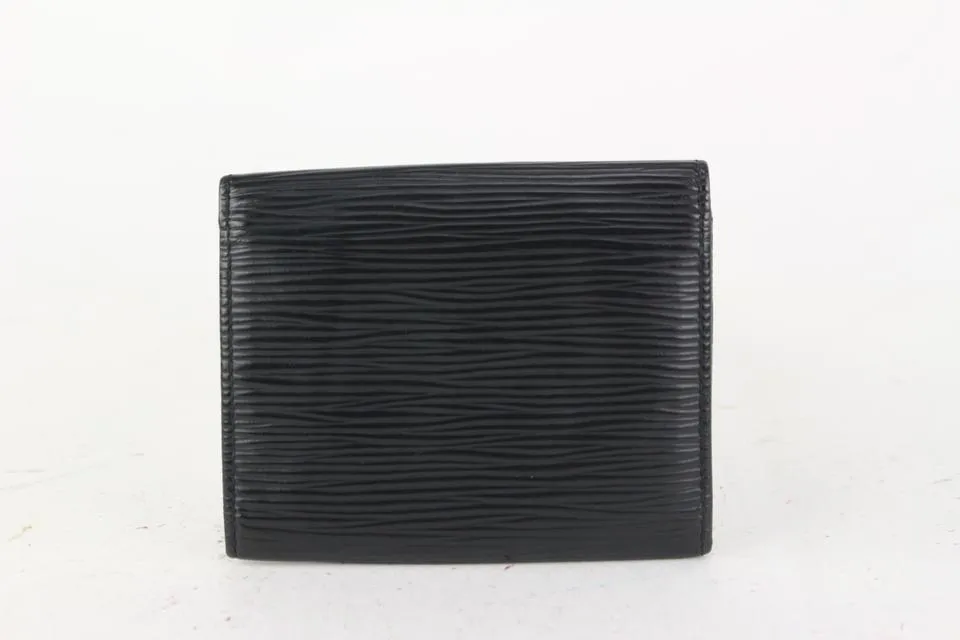 Louis Vuitton Black Epi Leather Noir Coin Purse Change Purse Compact Wallet 826lv81