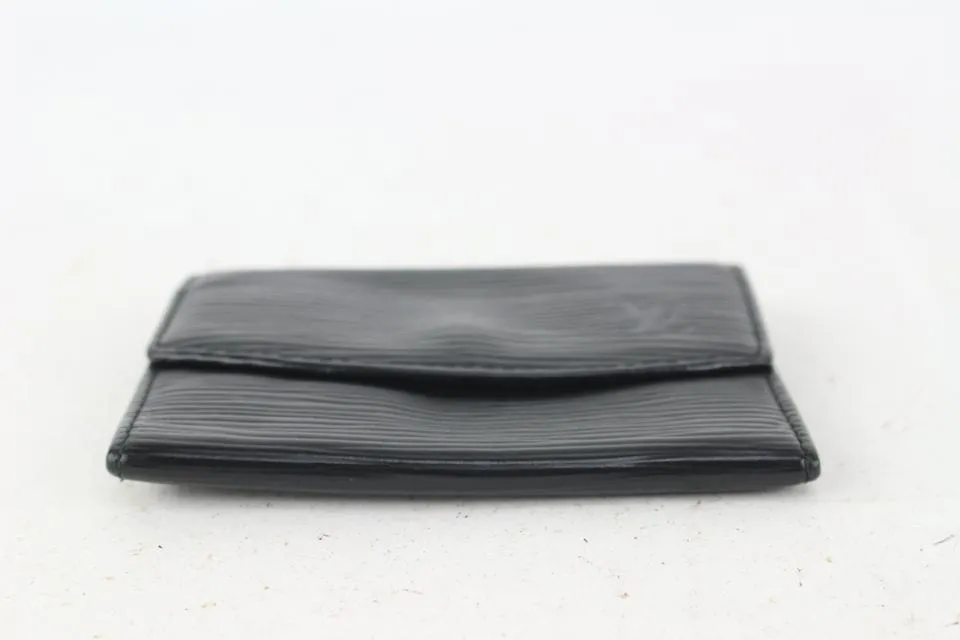 Louis Vuitton Black Epi Leather Noir Coin Purse Change Purse Compact Wallet 826lv81