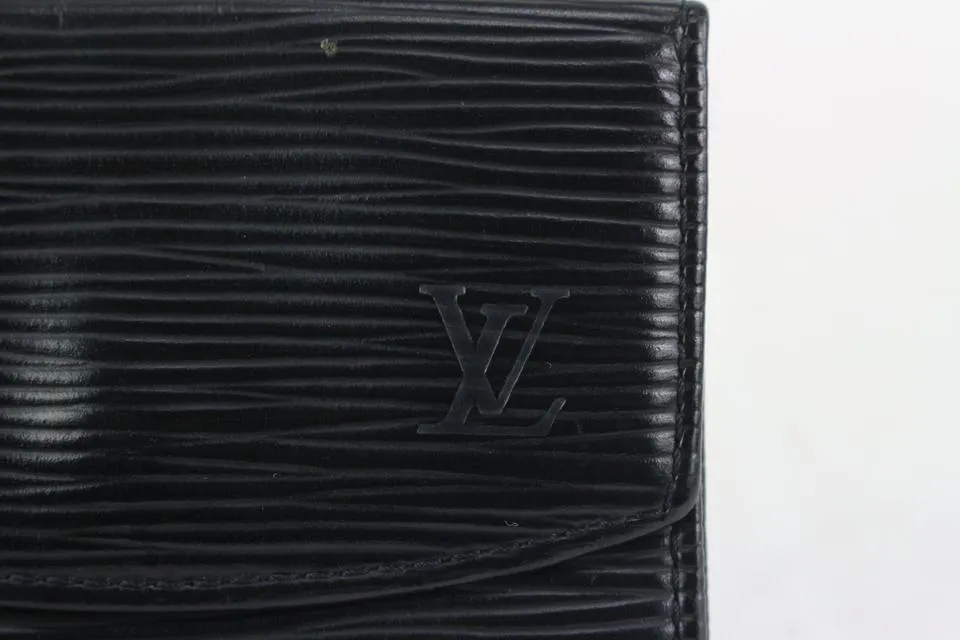 Louis Vuitton Black Epi Leather Noir Coin Purse Change Purse Compact Wallet 826lv81