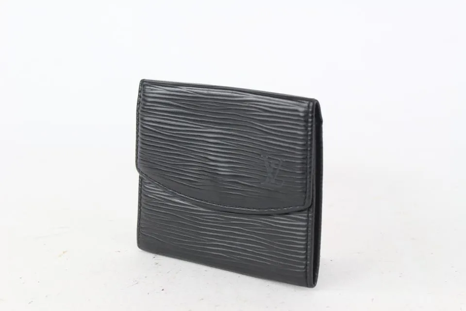 Louis Vuitton Black Epi Leather Noir Coin Purse Change Purse Compact Wallet 826lv81