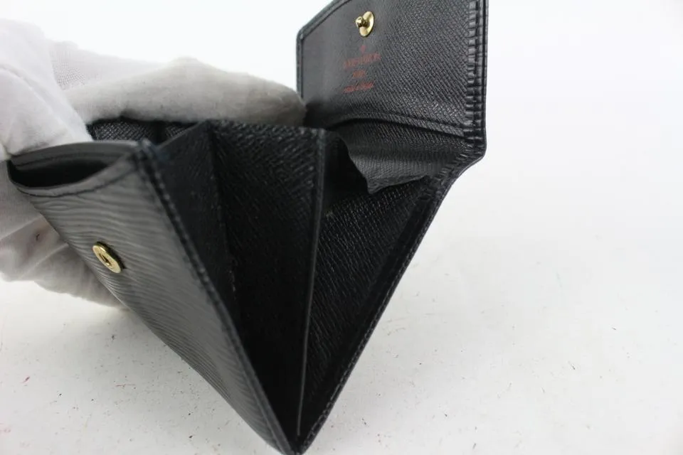 Louis Vuitton Black Epi Leather Noir Coin Purse Change Purse Compact Wallet 826lv81