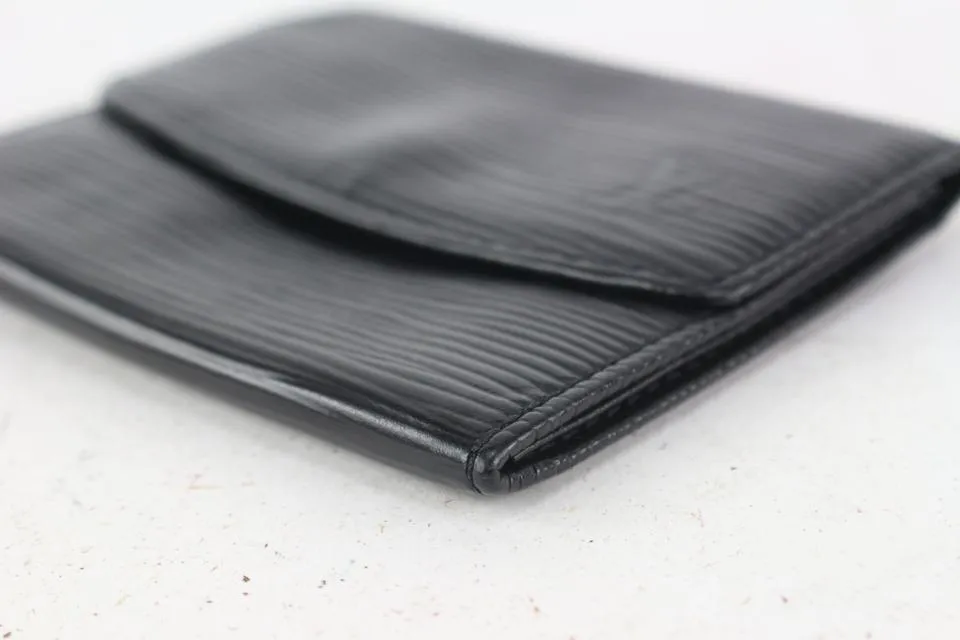 Louis Vuitton Black Epi Leather Noir Coin Purse Change Purse Compact Wallet 826lv81