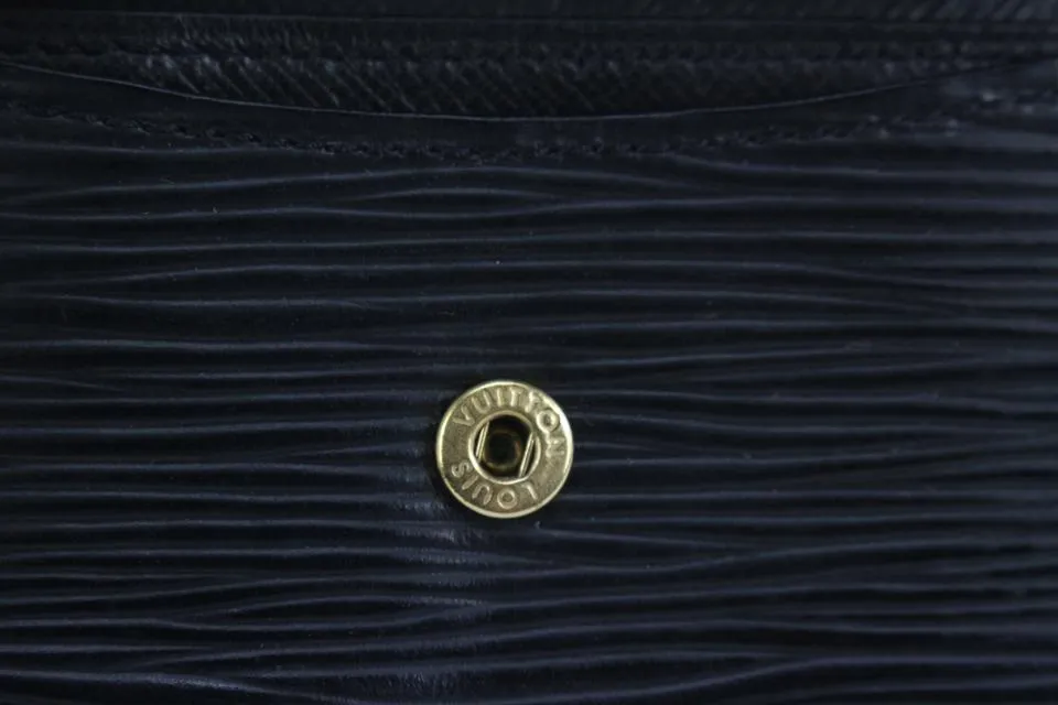 Louis Vuitton Black Epi Leather Noir Coin Purse Change Purse Compact Wallet 826lv81