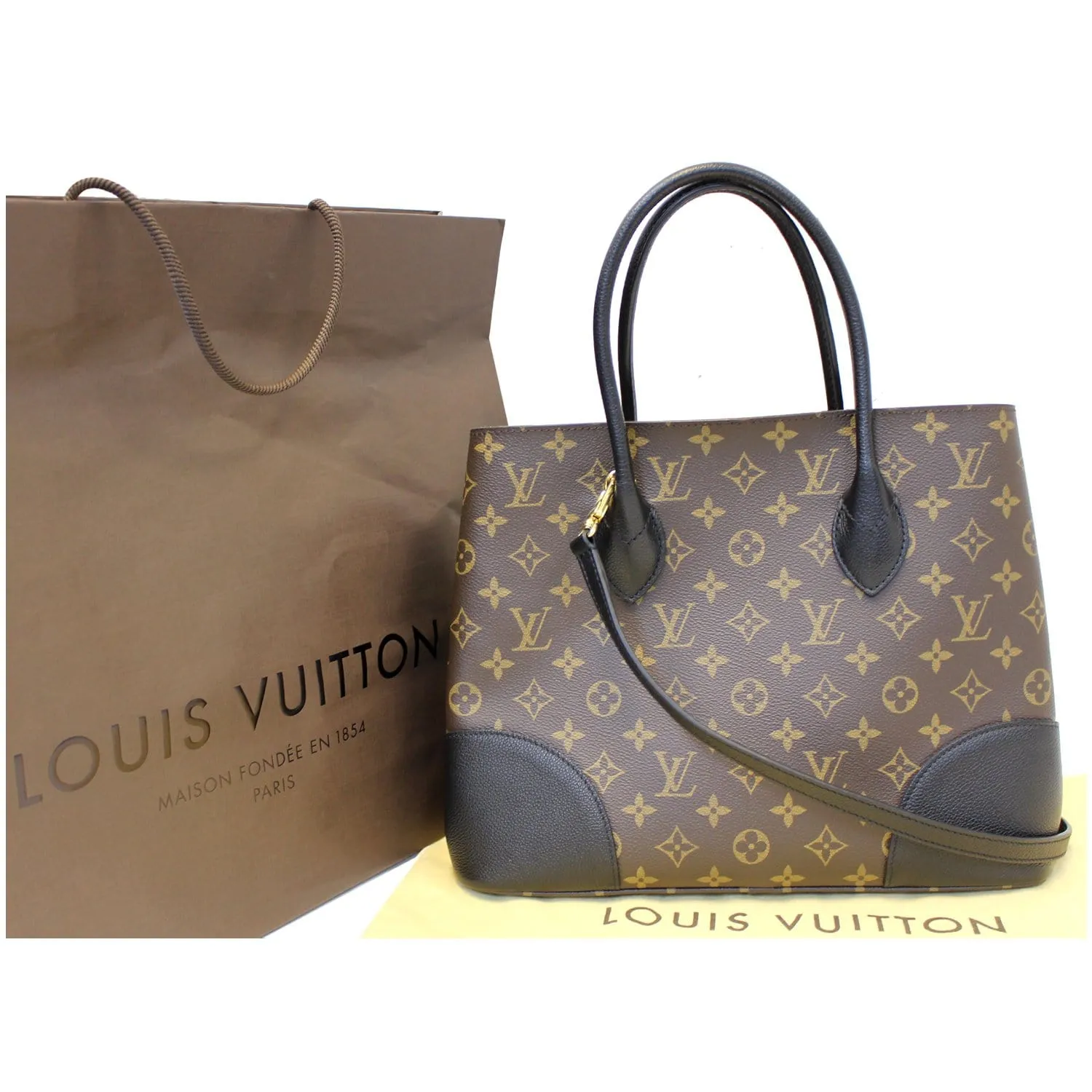 LOUIS VUITTON Flandrin Monogram Canvas Tote Shoulder Bag Brown