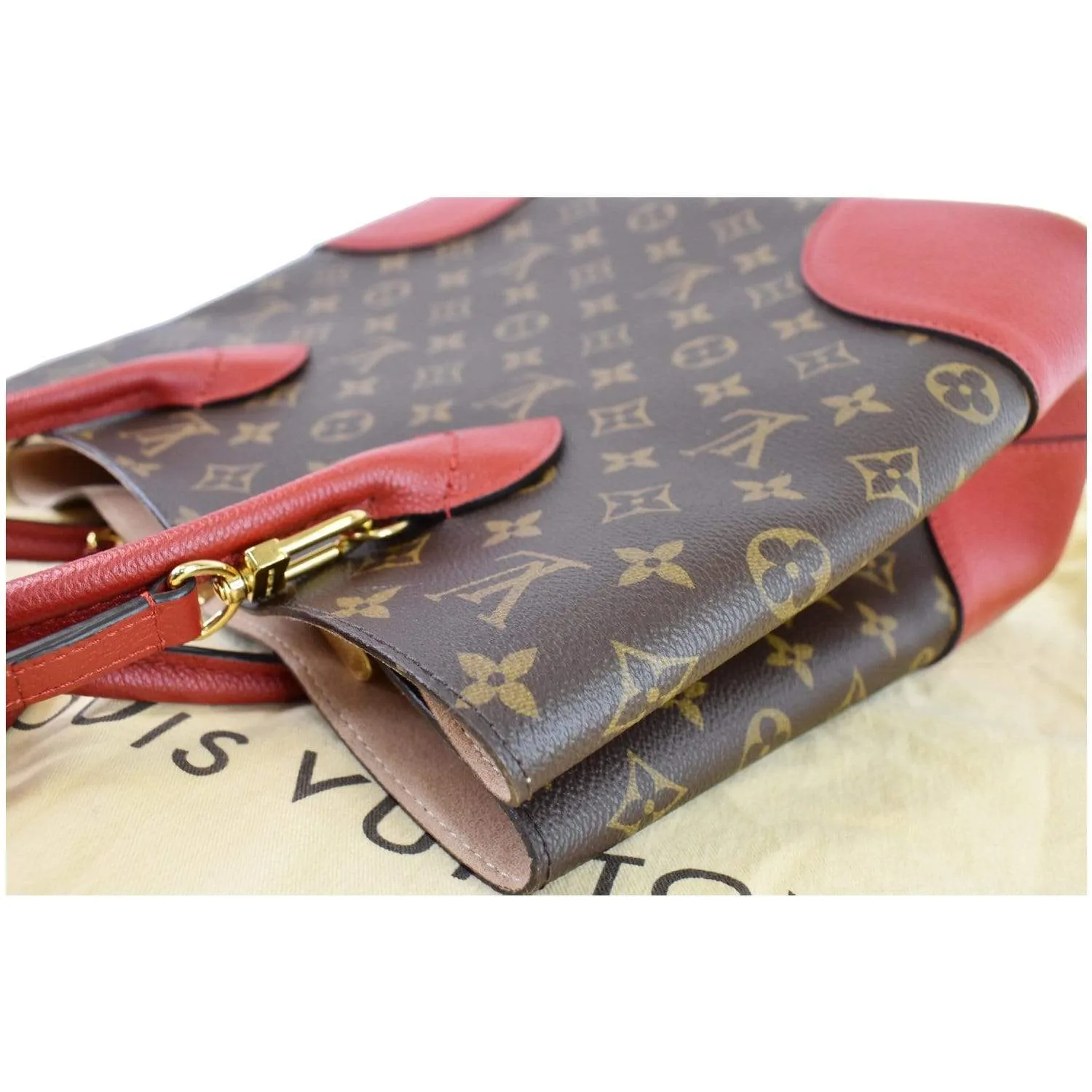 LOUIS VUITTON Flandrin Monogram Canvas Tote Shoulder Bag Red - 25% OFF