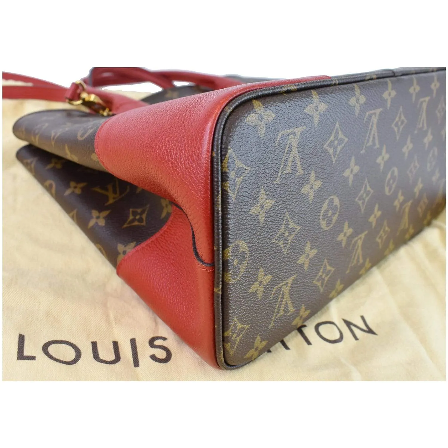 LOUIS VUITTON Flandrin Monogram Canvas Tote Shoulder Bag Red - 25% OFF
