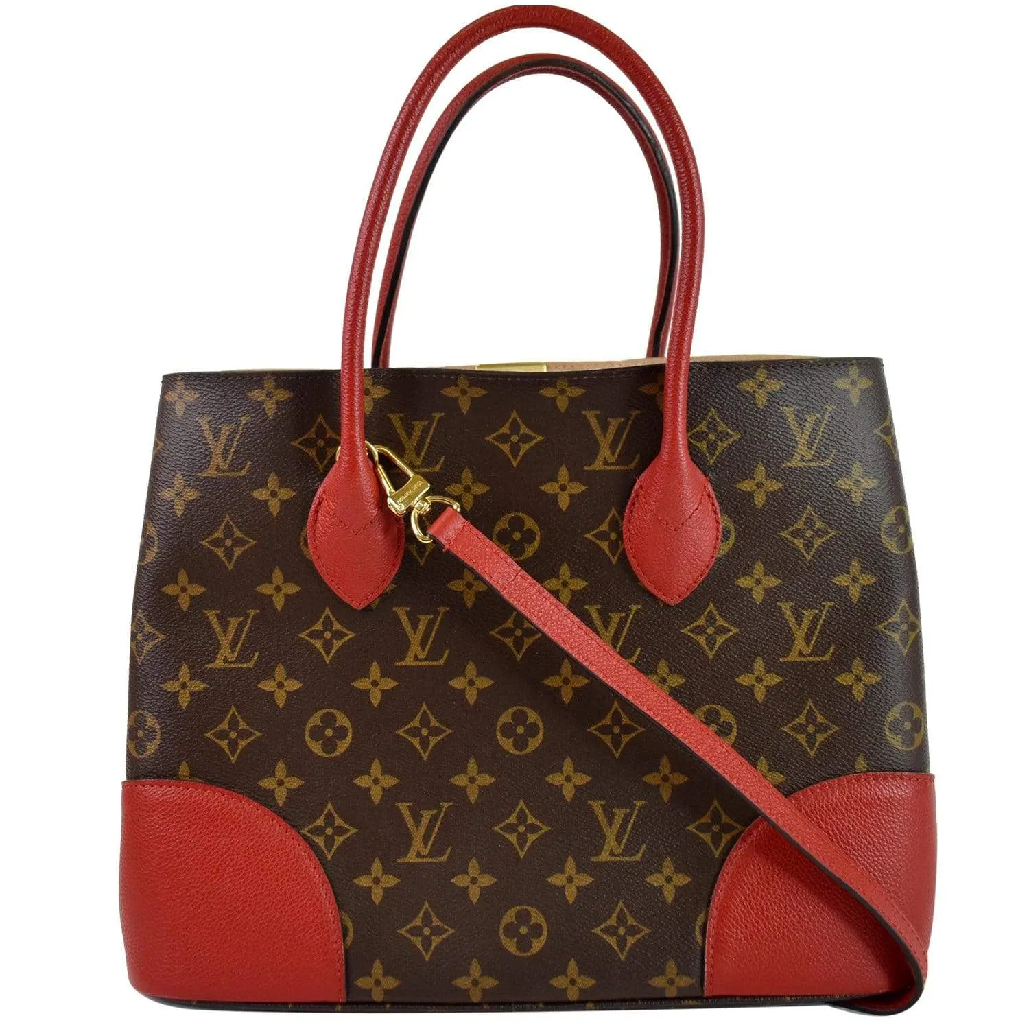 LOUIS VUITTON Flandrin Monogram Canvas Tote Shoulder Bag Red - 25% OFF