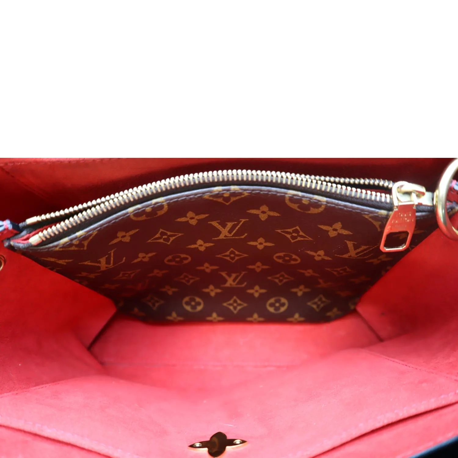 LOUIS VUITTON Flower Monogram Canvas Tote Shoulder Bag Cerise