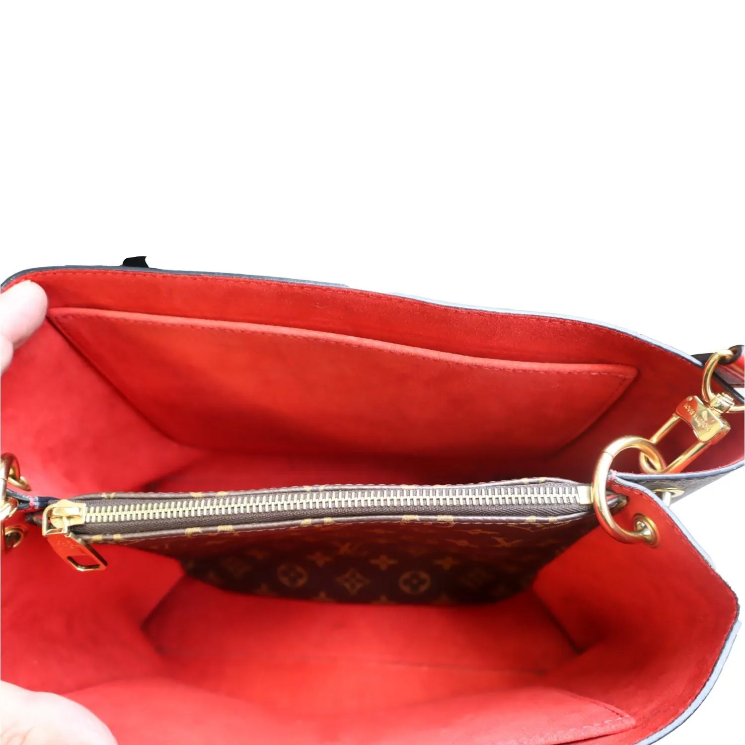 LOUIS VUITTON Flower Monogram Canvas Tote Shoulder Bag Cerise