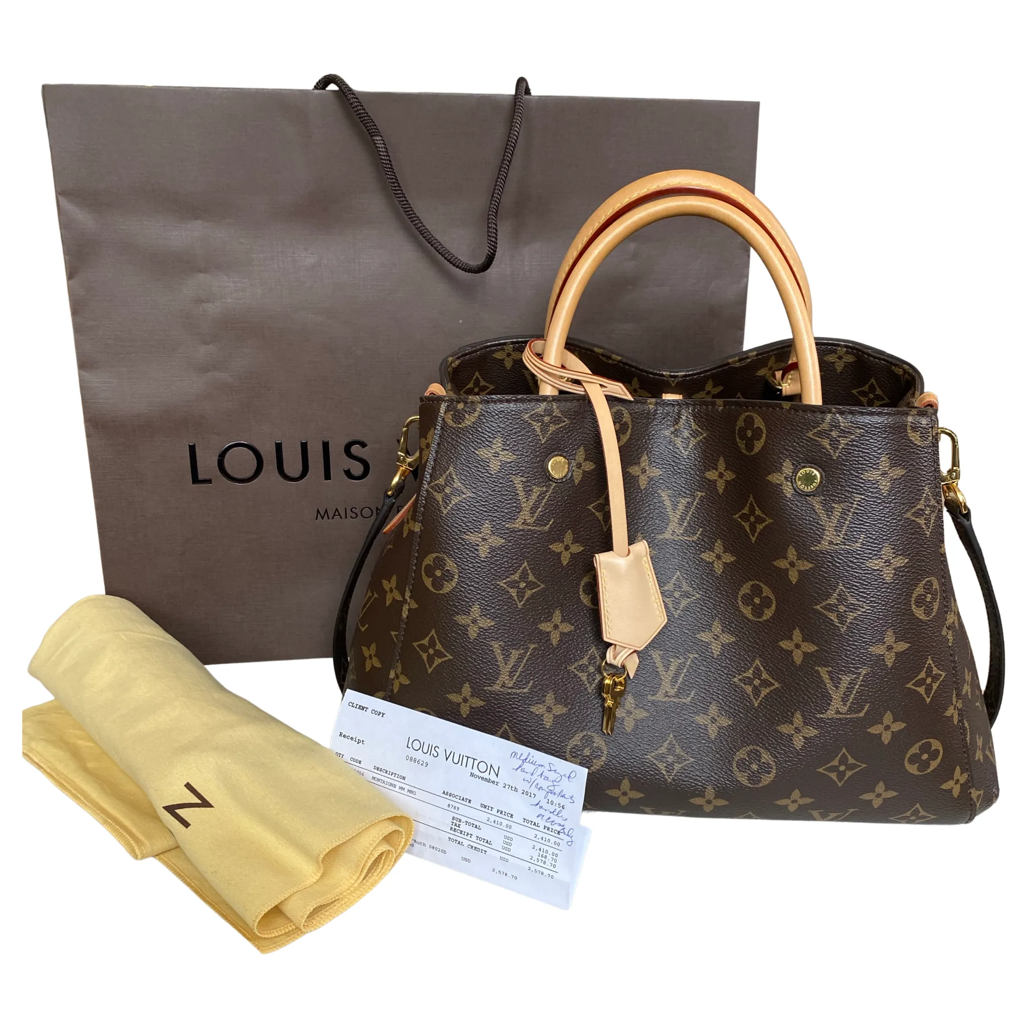 LOUIS VUITTON Monogram Canvas Montaigne MM Tote/Shoulder Bag