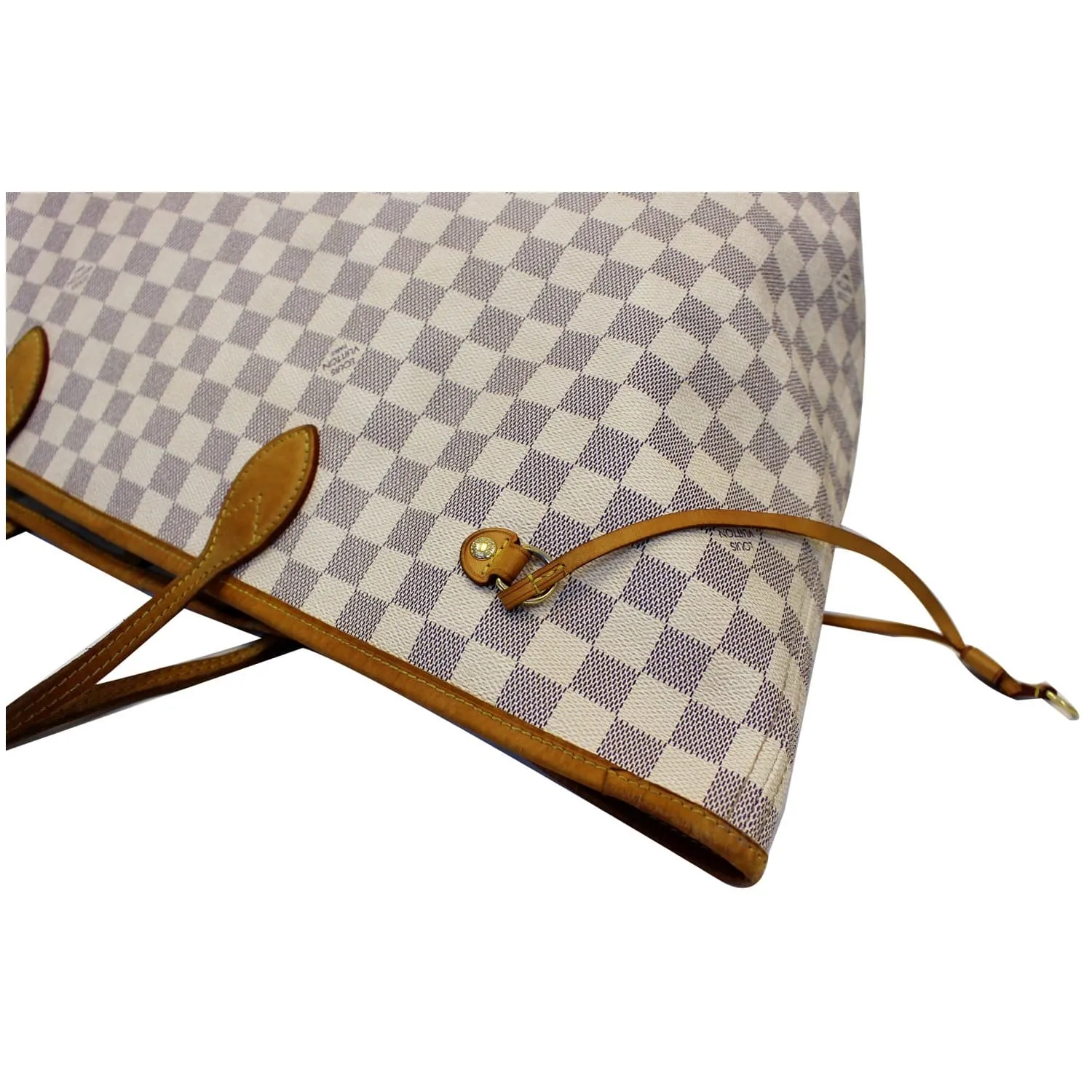 LOUIS VUITTON Neverfull GM Damier Azur Tote Shoulder Bag White