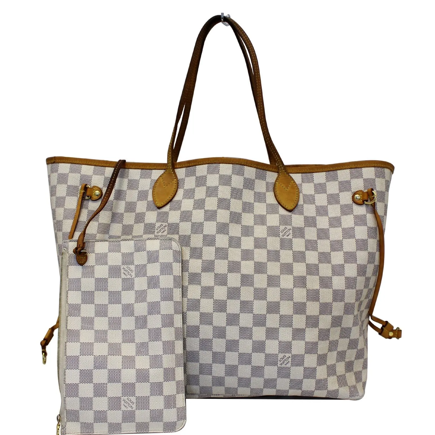 LOUIS VUITTON Neverfull GM Damier Azur Tote Shoulder Bag White