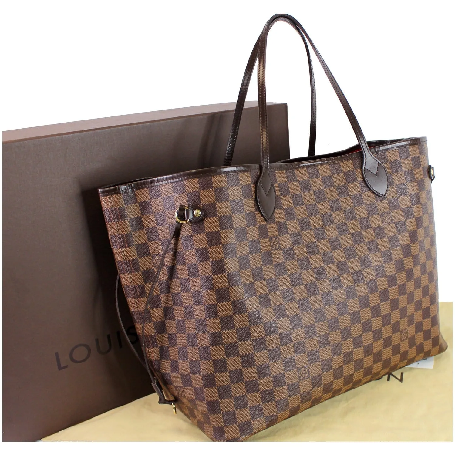 LOUIS VUITTON Neverfull GM Damier Ebene Shoulder Bag Brown