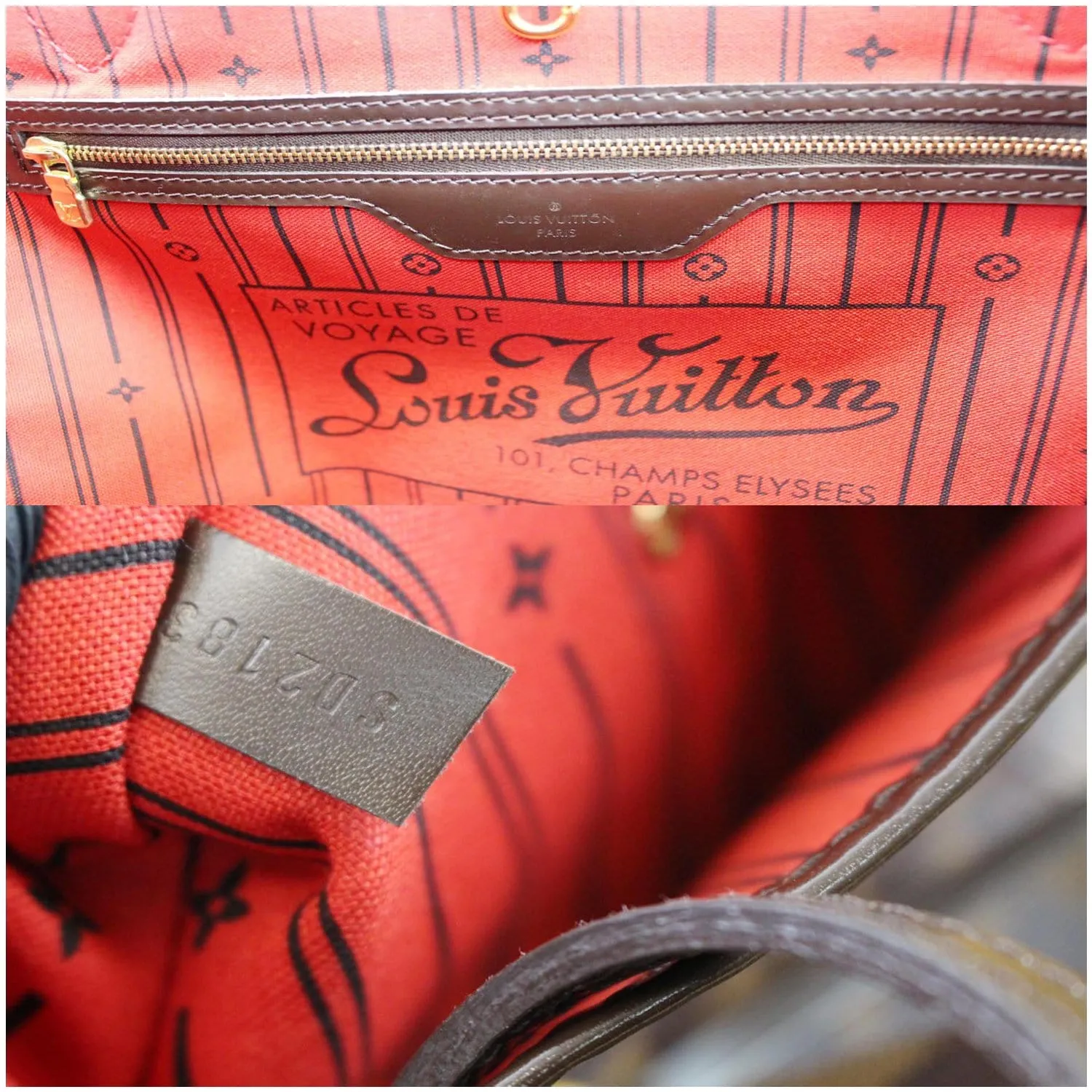 LOUIS VUITTON Neverfull GM Damier Ebene Shoulder Bag Brown
