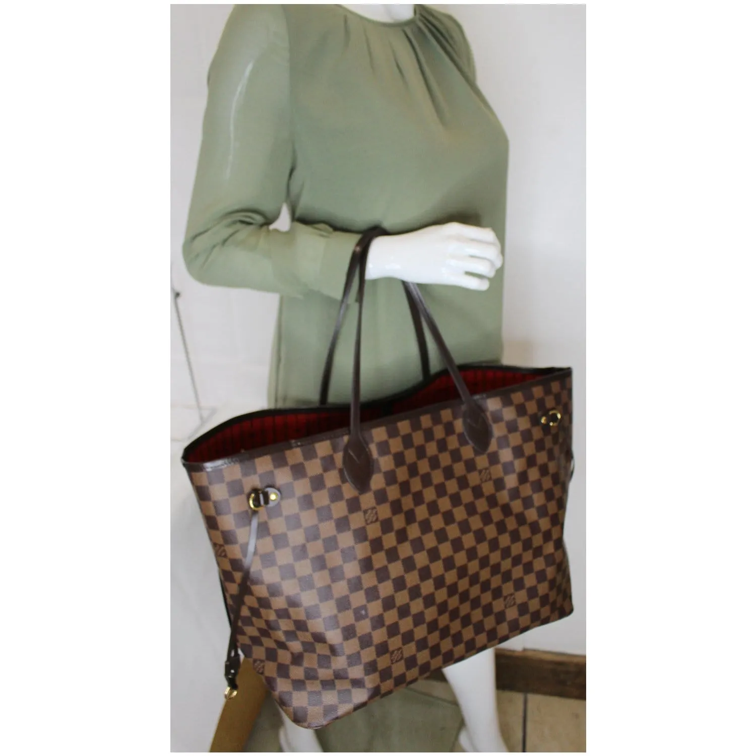 LOUIS VUITTON Neverfull GM Damier Ebene Shoulder Bag Brown
