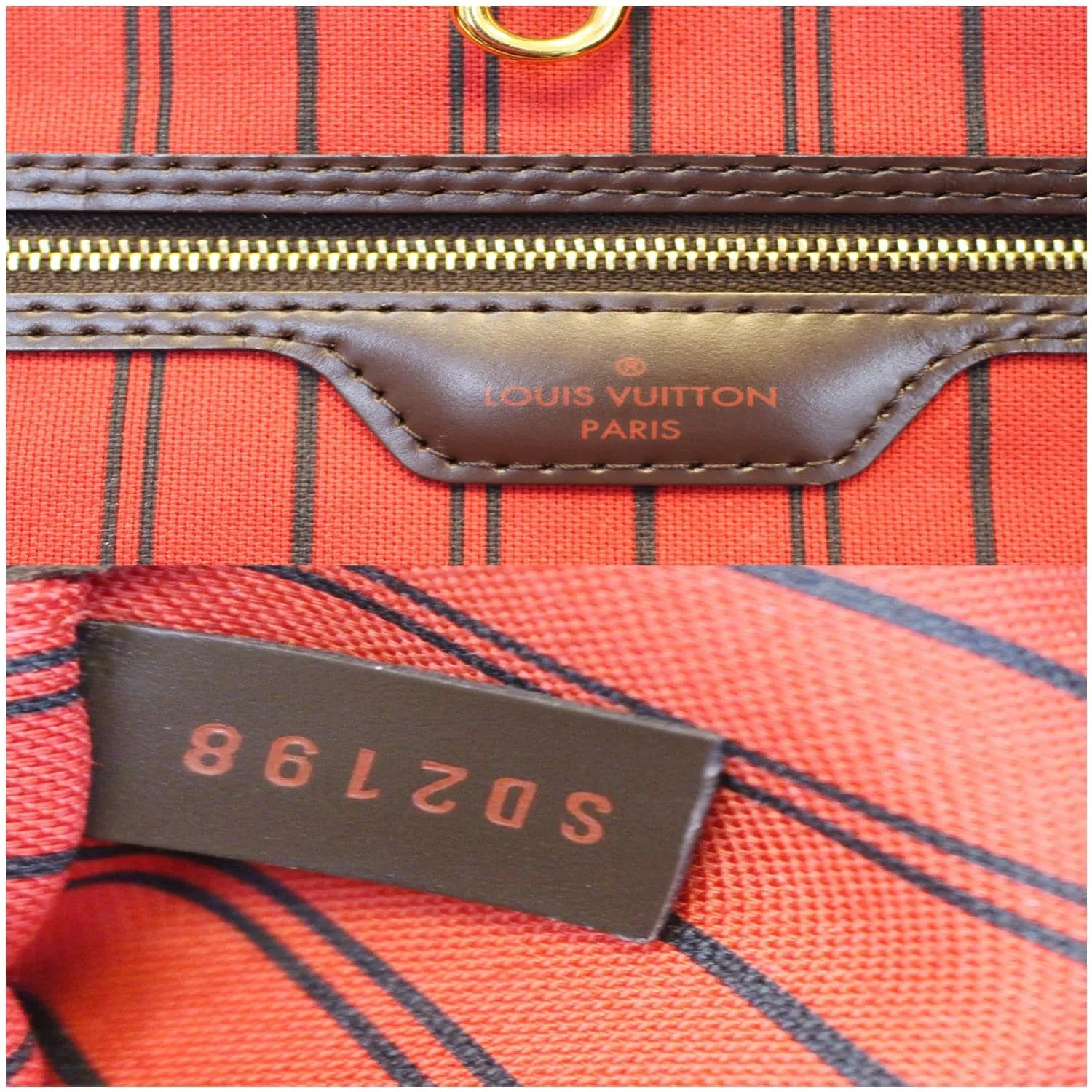 LOUIS VUITTON Neverfull GM Damier Ebene Tote Shoulder Bag Brown