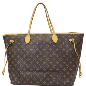 LOUIS VUITTON Neverfull GM Monogram Canvas Tote Shoulder Bag Brown