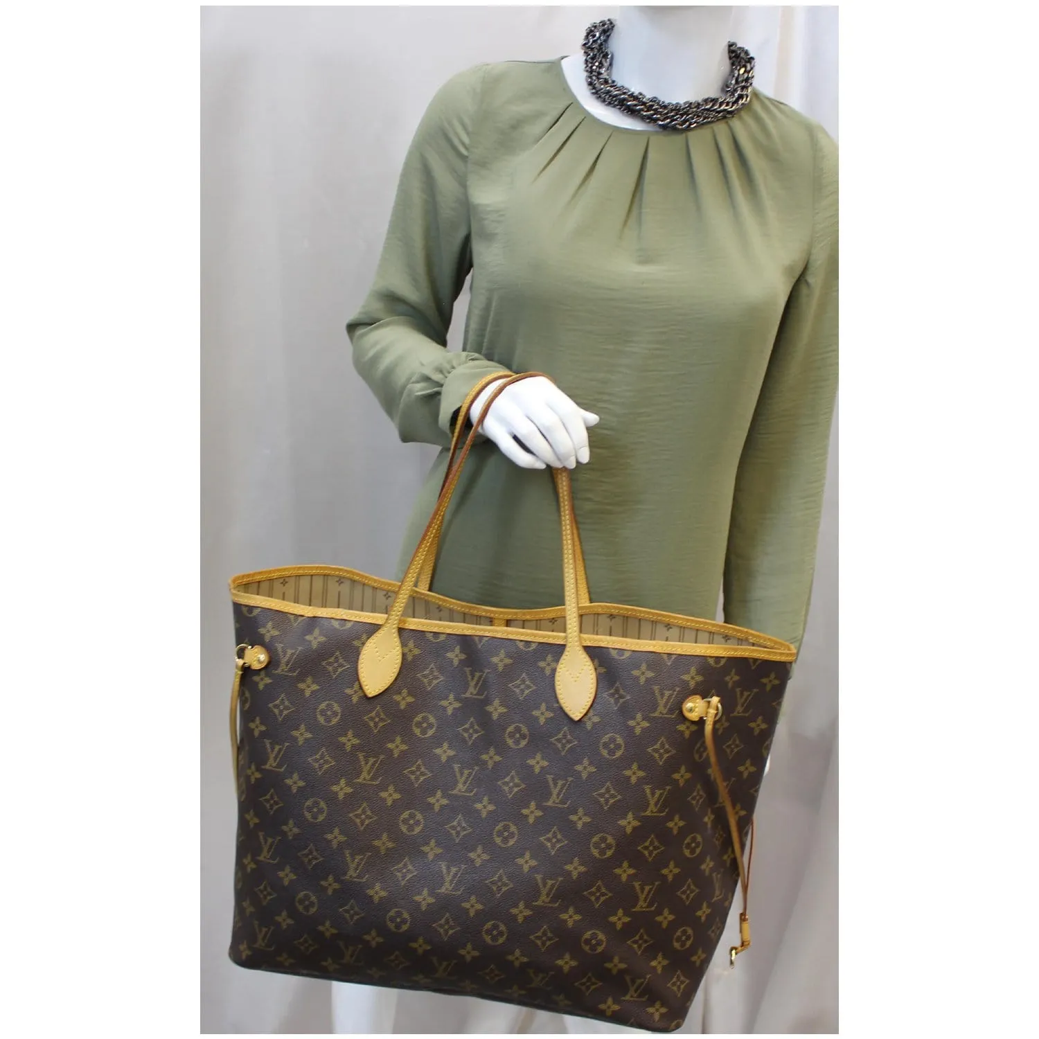 LOUIS VUITTON Neverfull GM Monogram Canvas Tote Shoulder Bag Brown