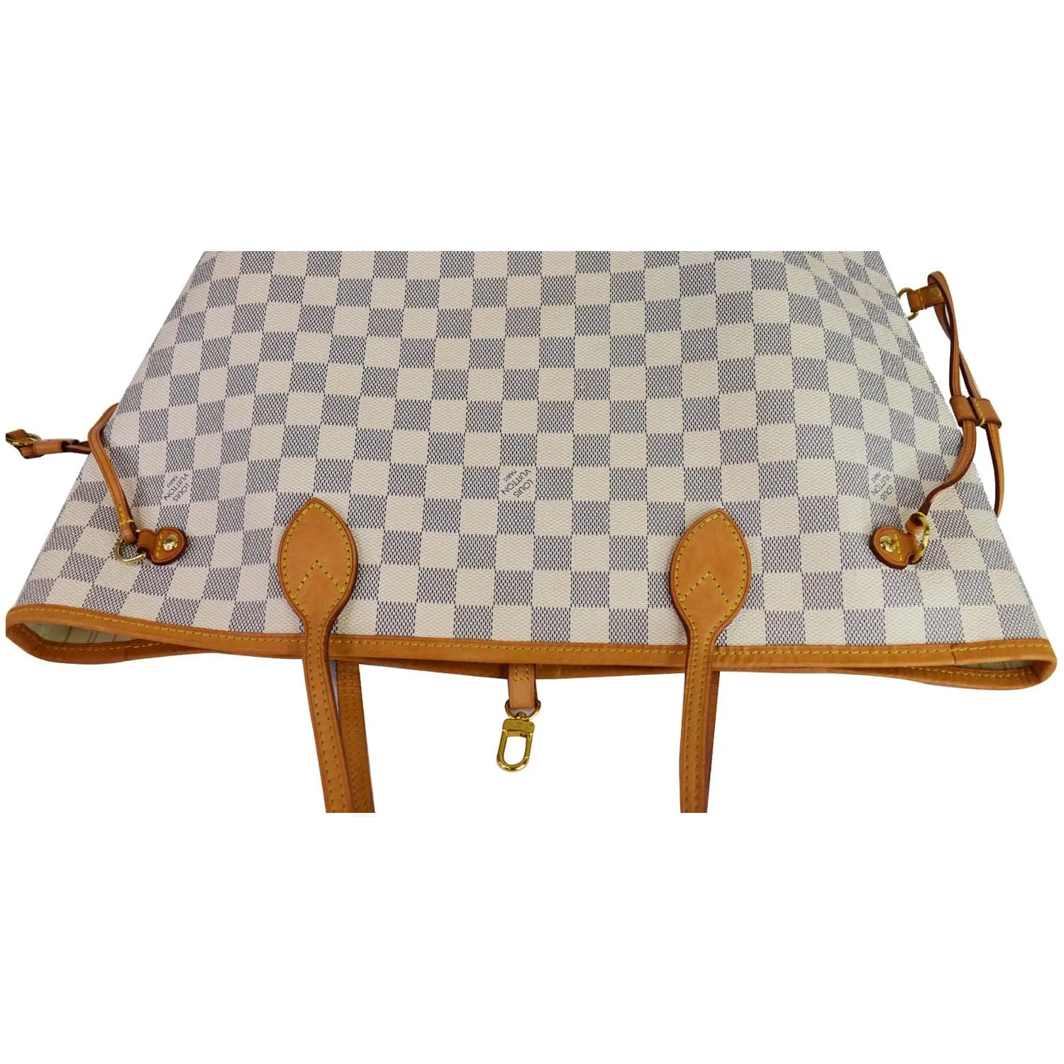 LOUIS VUITTON Neverfull MM Damier Azur Tote Shoulder Bag White