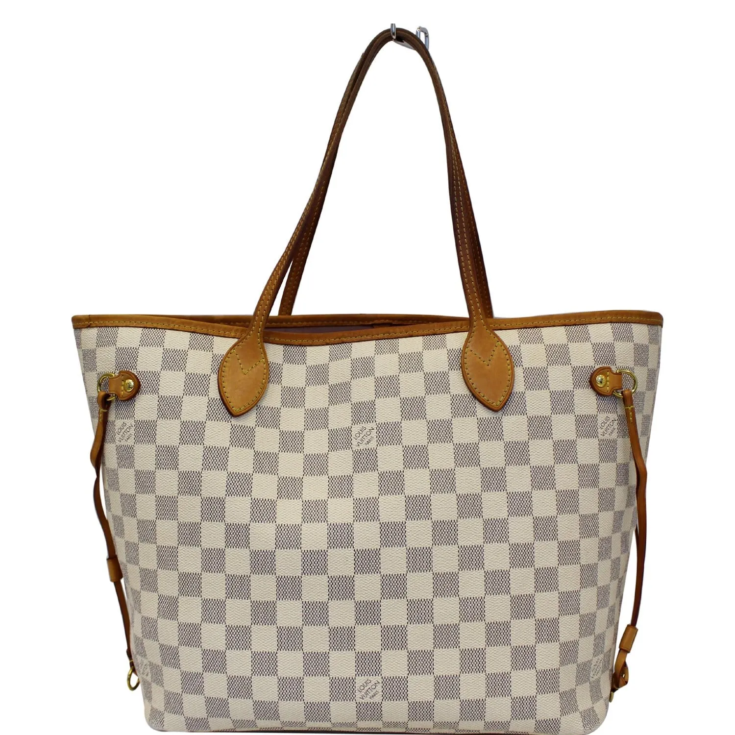 LOUIS VUITTON Neverfull MM Damier Azur Tote Shoulder Bag White